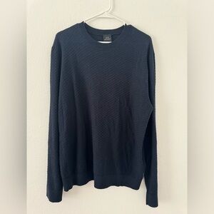 Armani Exchange Navy Textured Crew Neck Sweater Silk Blend Soft Luxe NWT Large